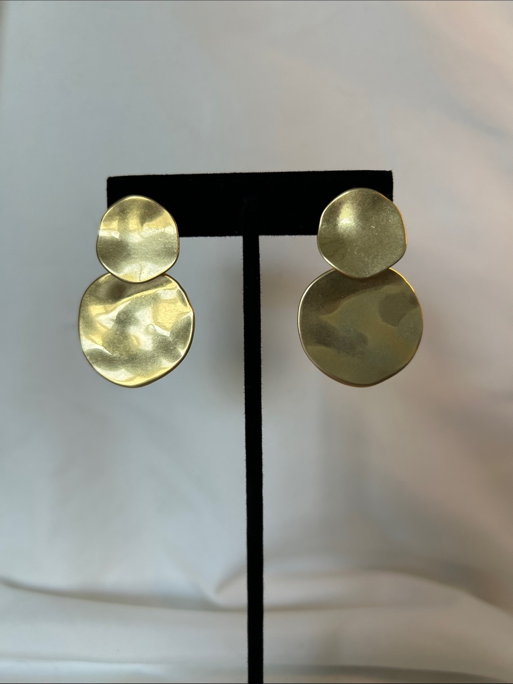 Madewell Hammered Gold Double Disc Drop Earrings